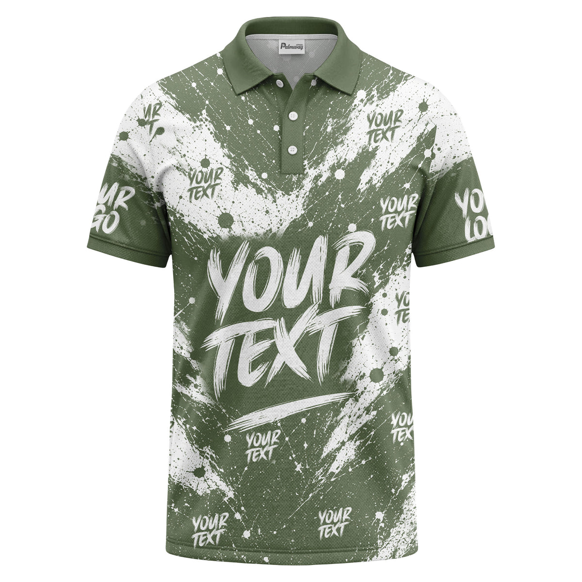 abstract splatter paint with customizable text artistic polo shirt