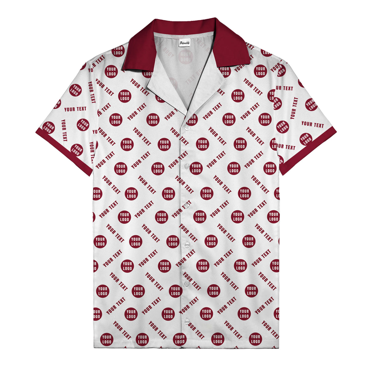 black custom logo circles text white hawaiian shirt