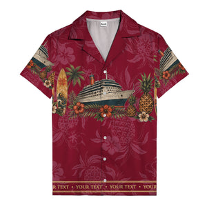 cruise ship surfboard pineapple palm hibiscus hawaiian shirt