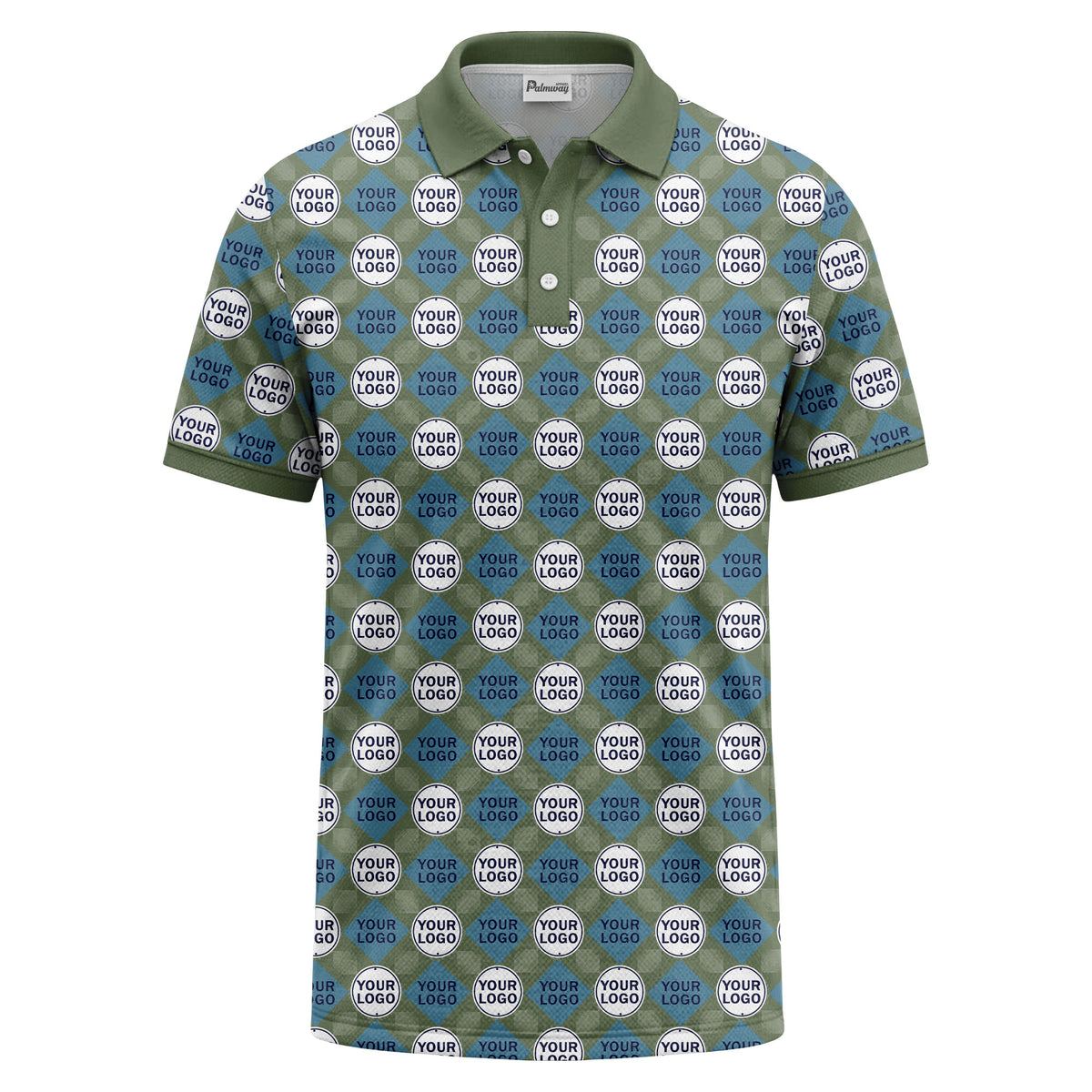 custom diamond grid circular logos polo shirt for men