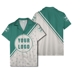custom logo circles & diagonal stripes minimalist hawaiian shirt for men
