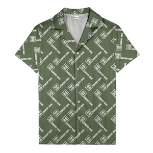 custom logo & company name repeat black hawaiian shirt for men