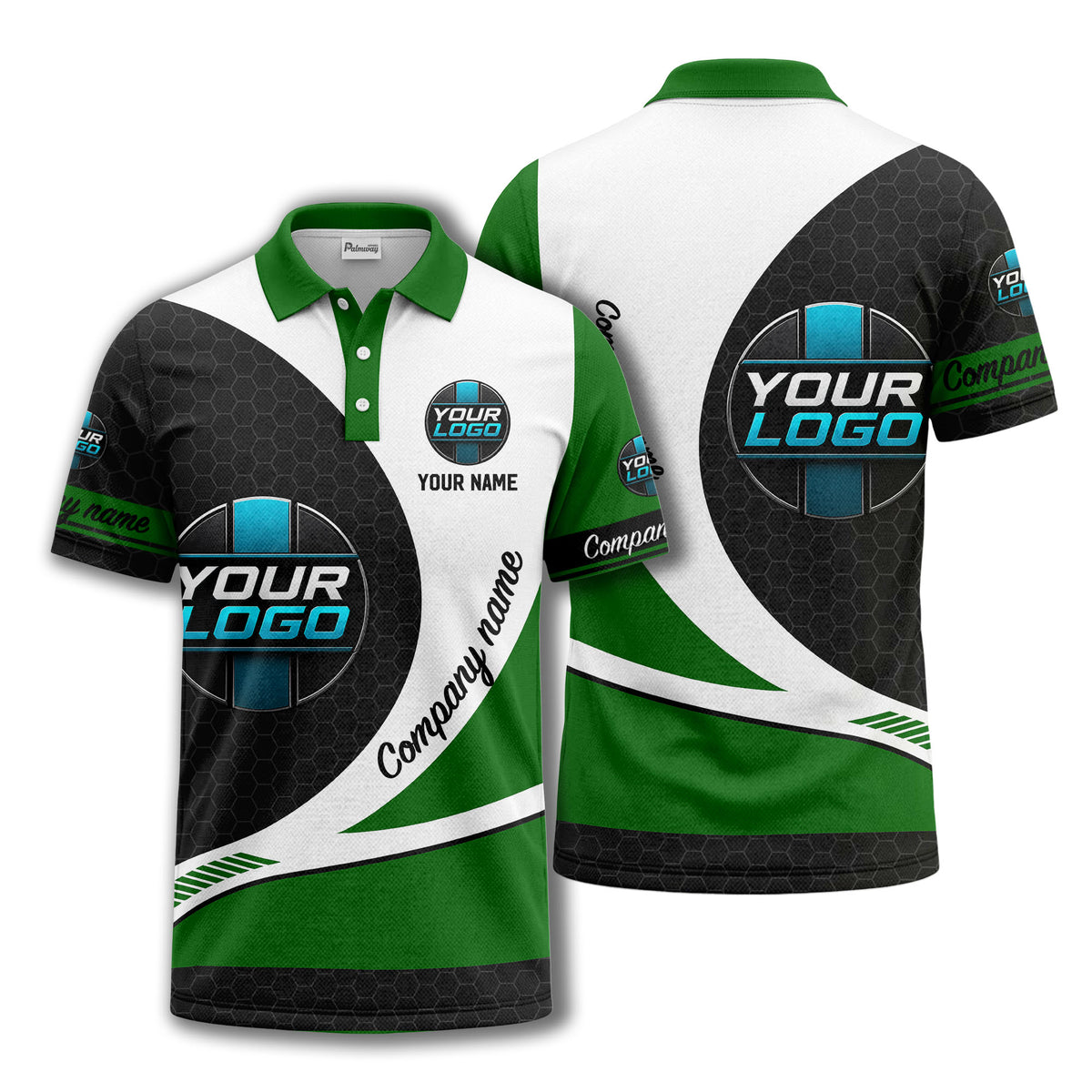 custom logo hexagon diagonal stripes polo shirt for men