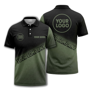 custom logo & name black white gradient corporate polo shirt