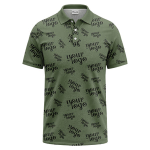 custom logo repeat typography minimalist polo shirt