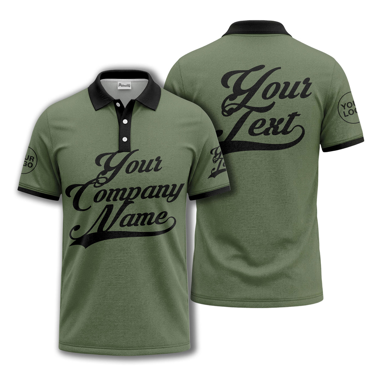 custom script logo corporate casual polo shirt for men