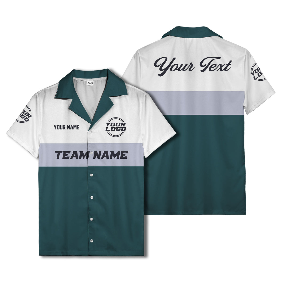 custom team logo & name bowling hawaiian shirt
