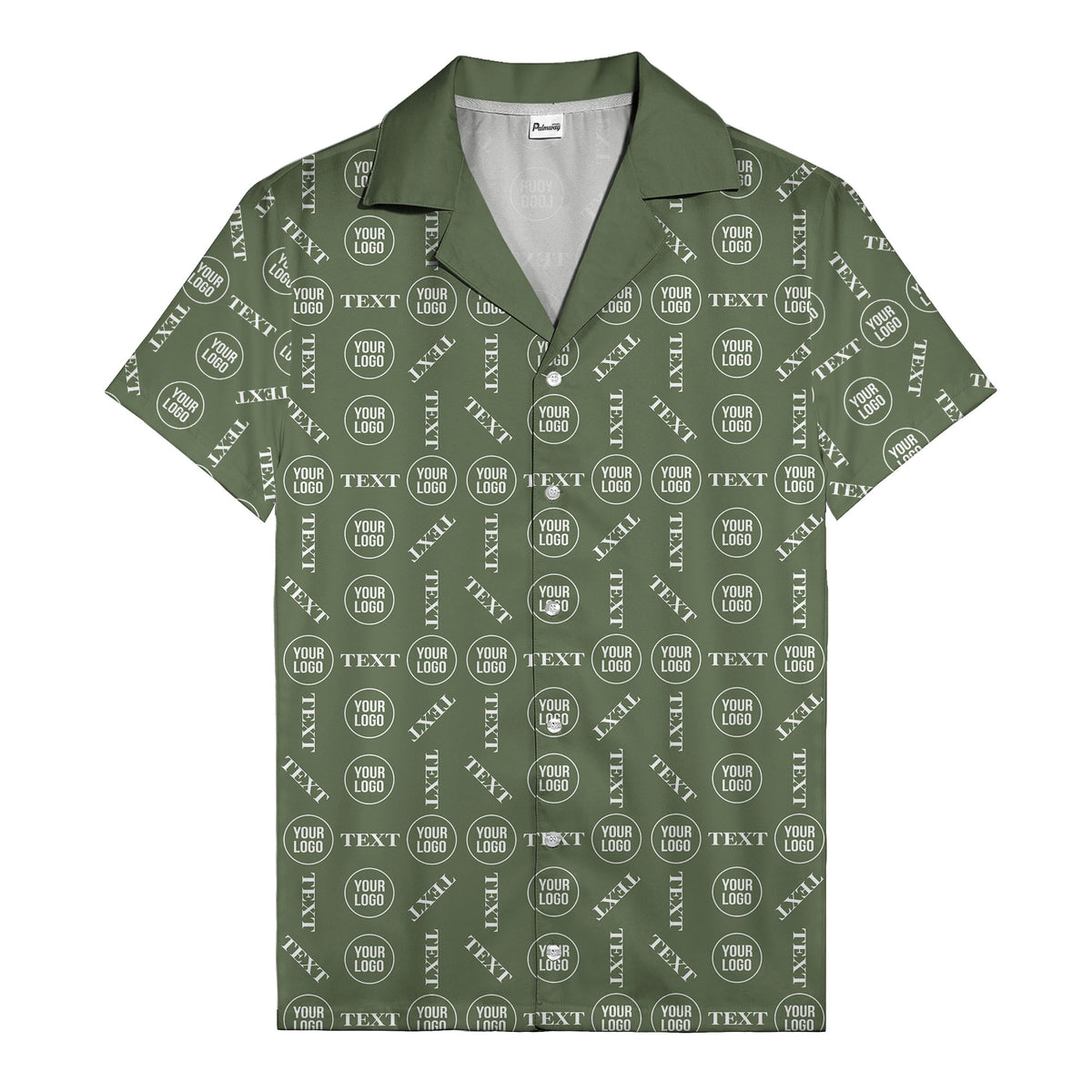 custom text & logo repeat pattern hawaiian shirt