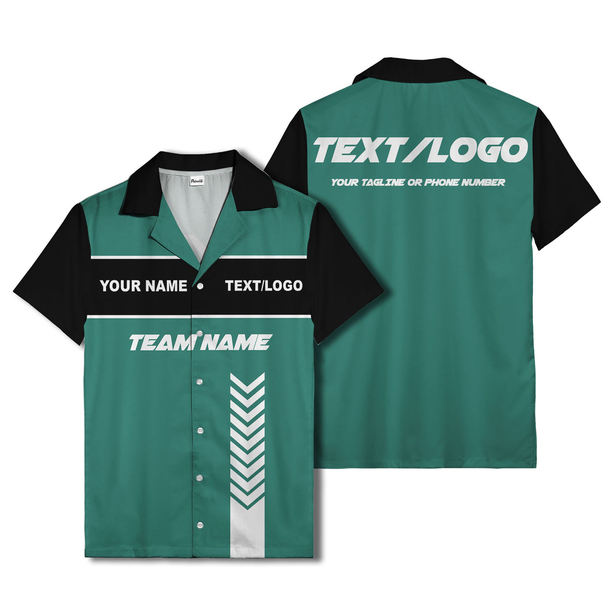 customizable chevron stripes white text graphic hawaiian shirt