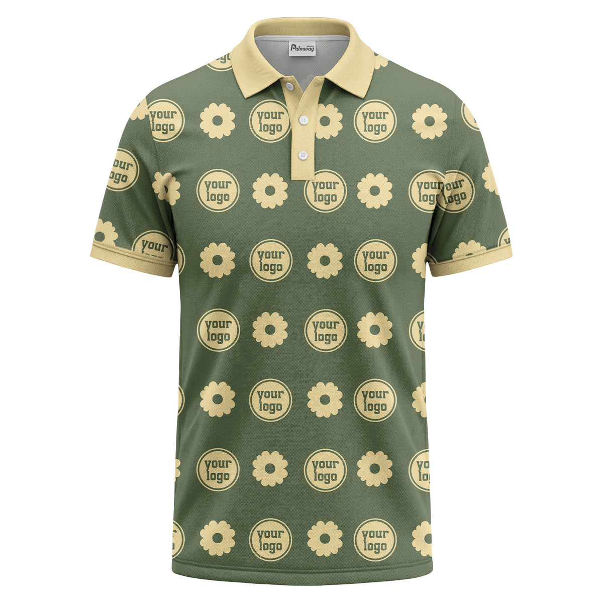 customizable daisy & monogram repeat pattern polo shirt