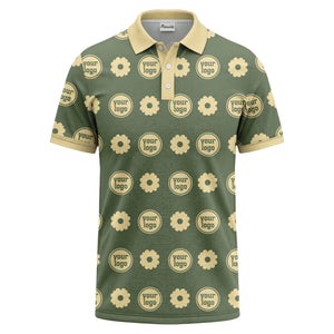 customizable daisy & monogram repeat pattern polo shirt