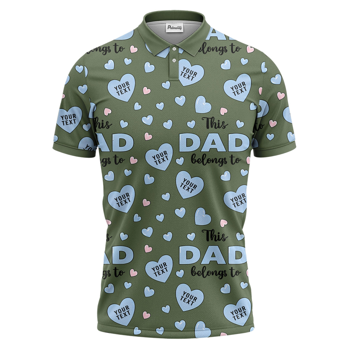 customizable hearts & text father's day all over print polo shirt for men