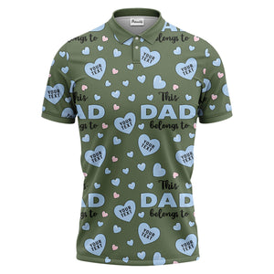 customizable hearts & text father's day all over print polo shirt for men