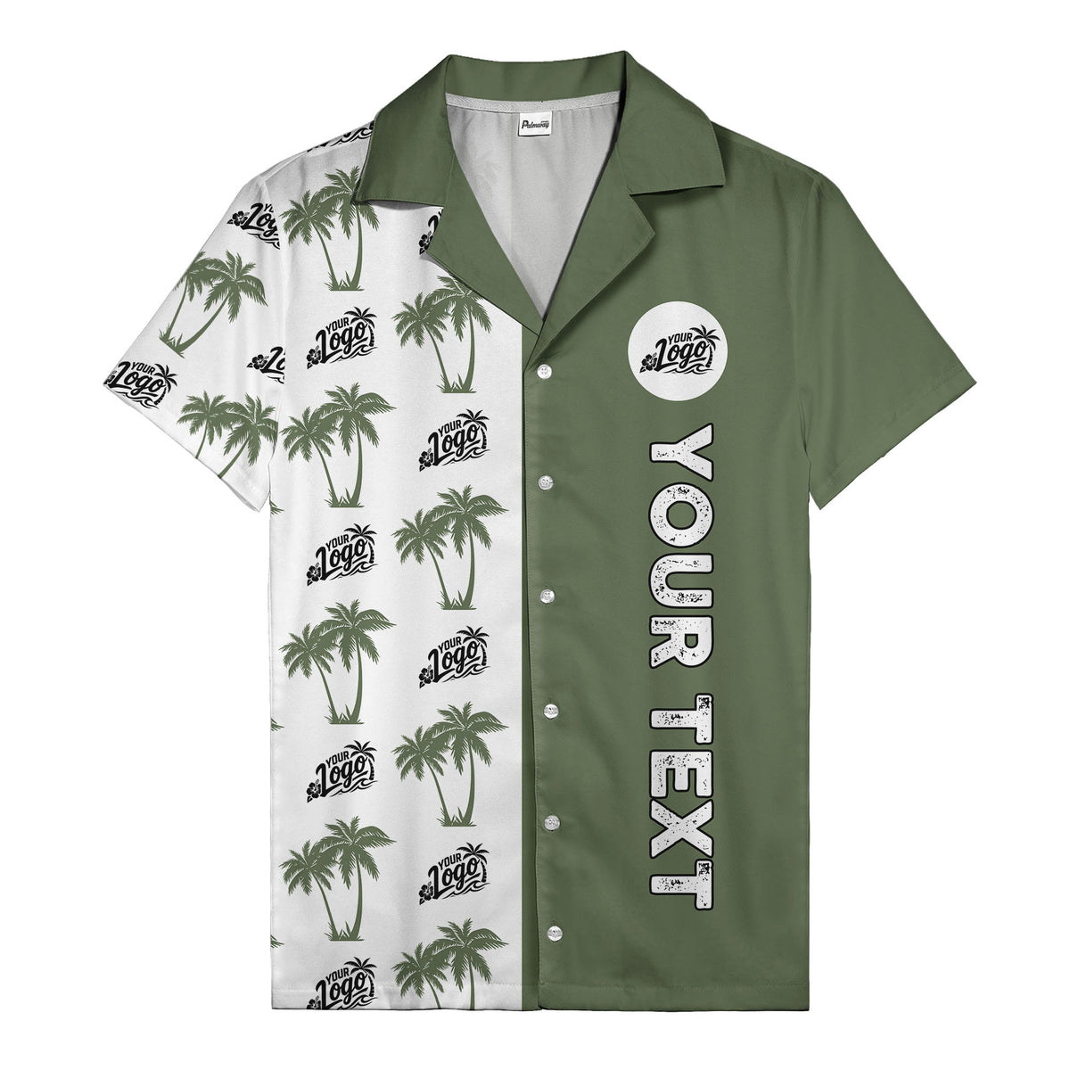 customizable palm tree & personalized text tropical green hawaiian shirt for vacation