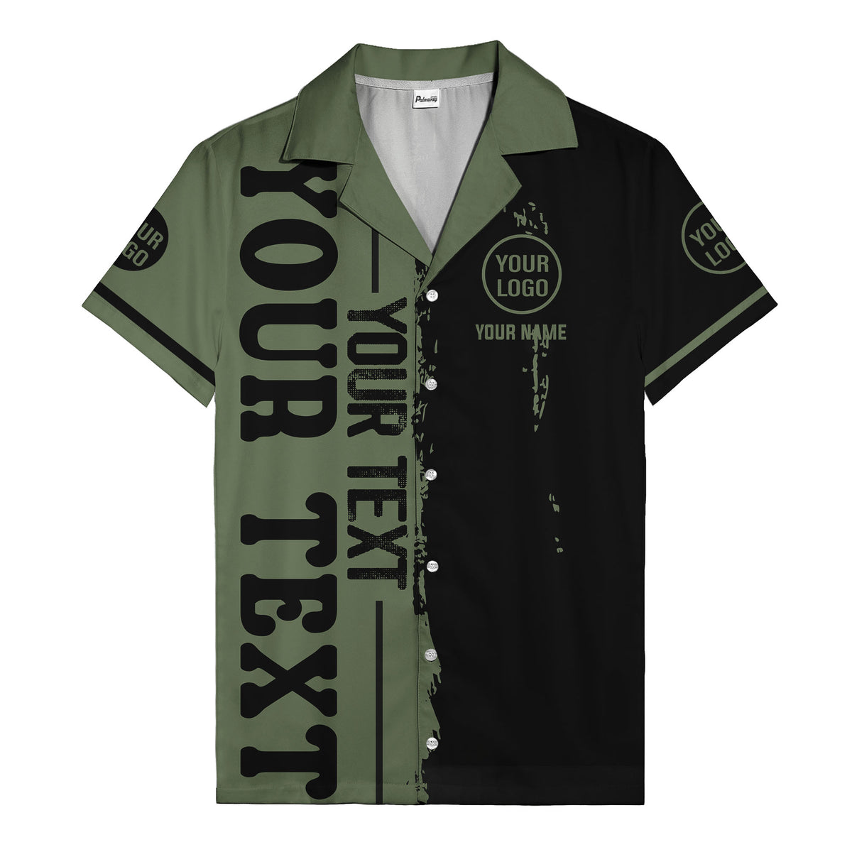 customizable text logo circle personalized hawaiian shirt
