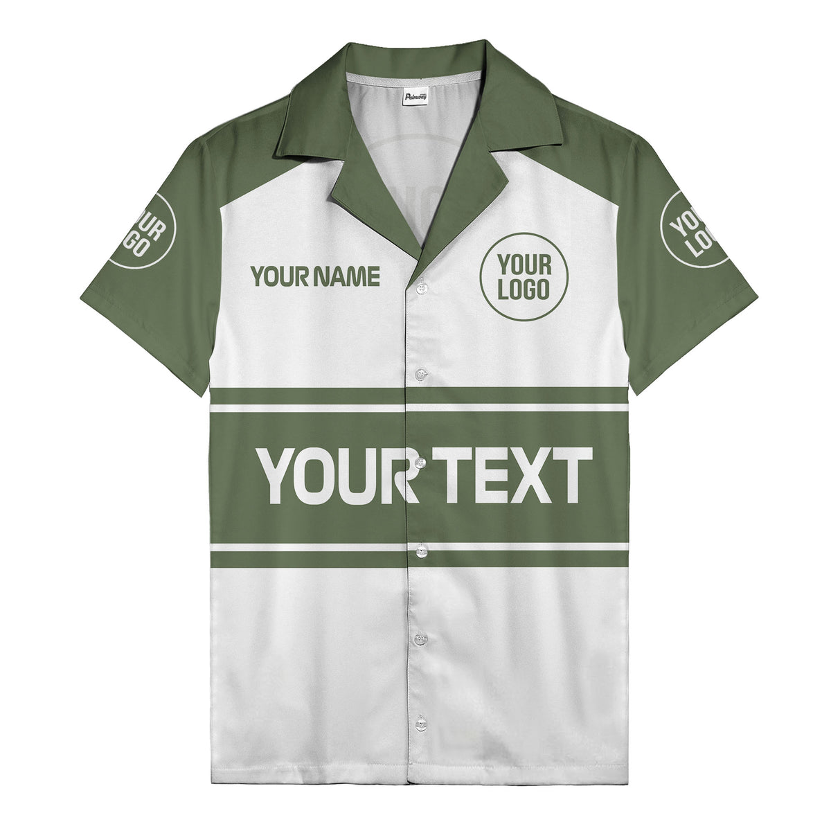 customizable text & logo horizontal stripe bowling hawaiian shirt
