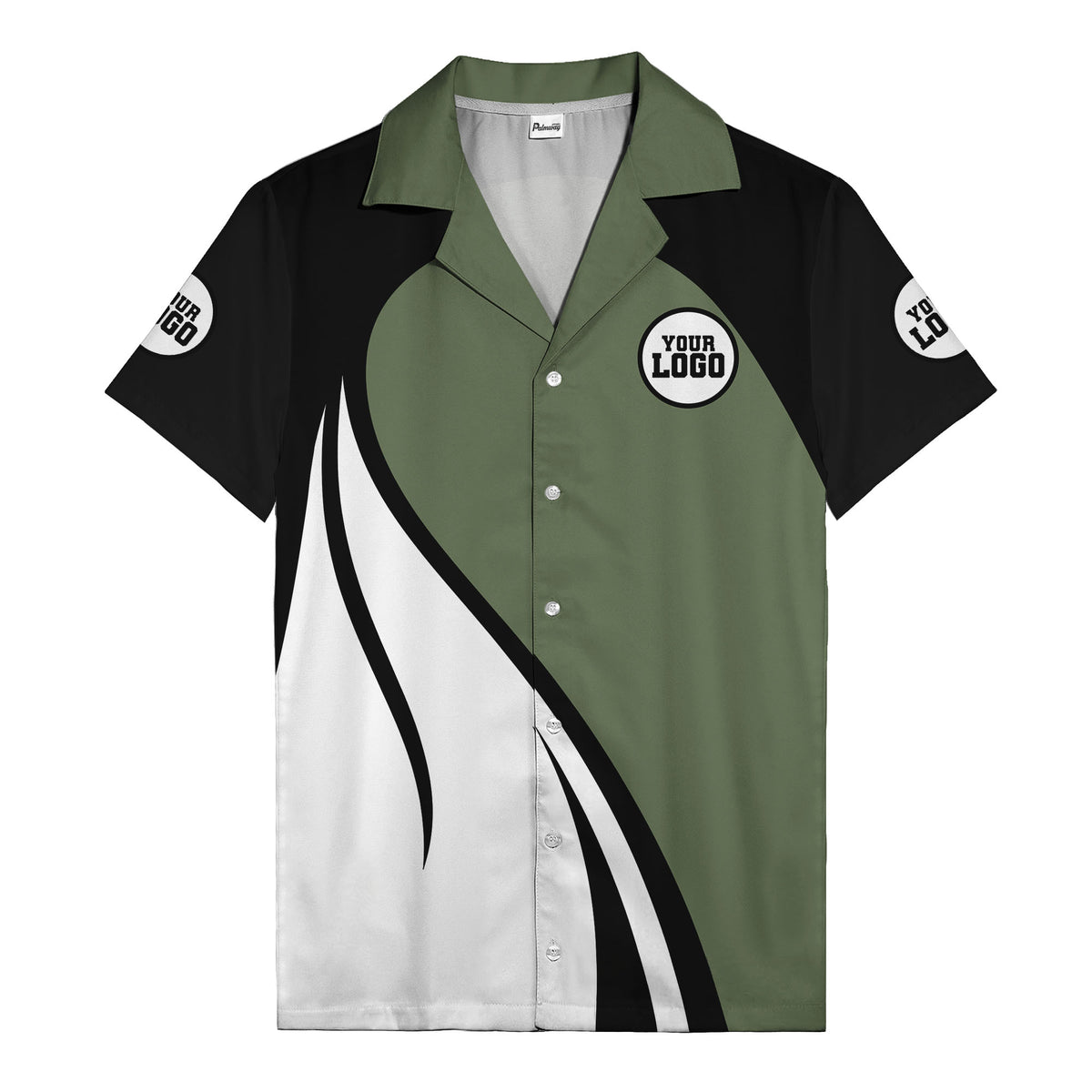 diagonal stripe custom logo retro bowling hawaiian shirt