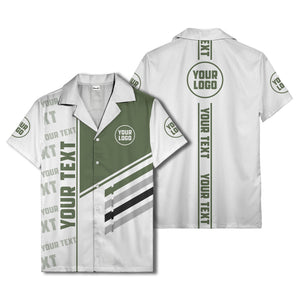 diagonal stripes custom logo repeat graphic hawaiian shirt
