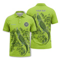 Custom Alligator & Algae Print Short Sleeve Polo Shirt - Personalized Name & Logo Green Golf Polo
