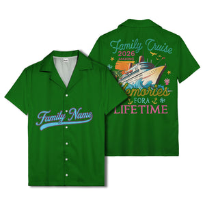 family name script & logo circle personalized hawaiian shirt