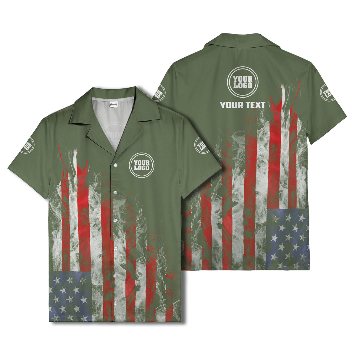 fiery bald eagle & stars stripes hawaiian shirt for men