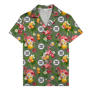 flamingo & pomegranate paradise hawaiian shirt for men
