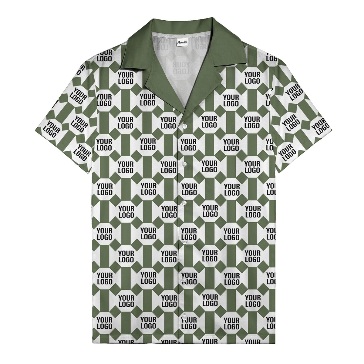 geometric grid logo repeat pattern modern graphic hawaiian shirt