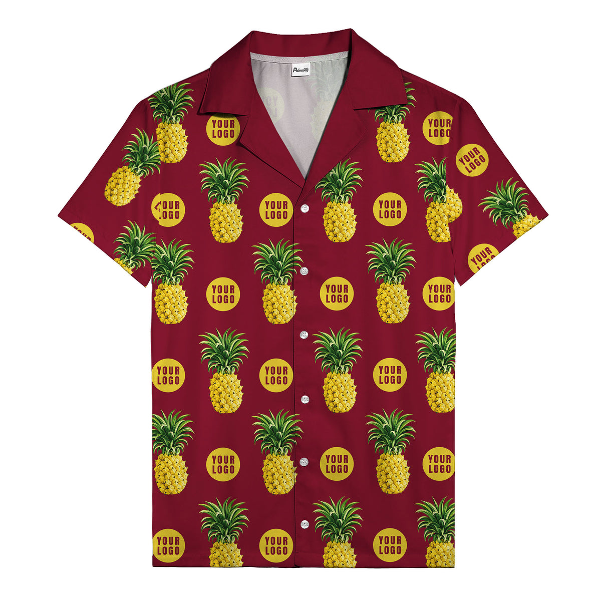 golden pineapple repeat & custom logo circles black hawaiian shirt