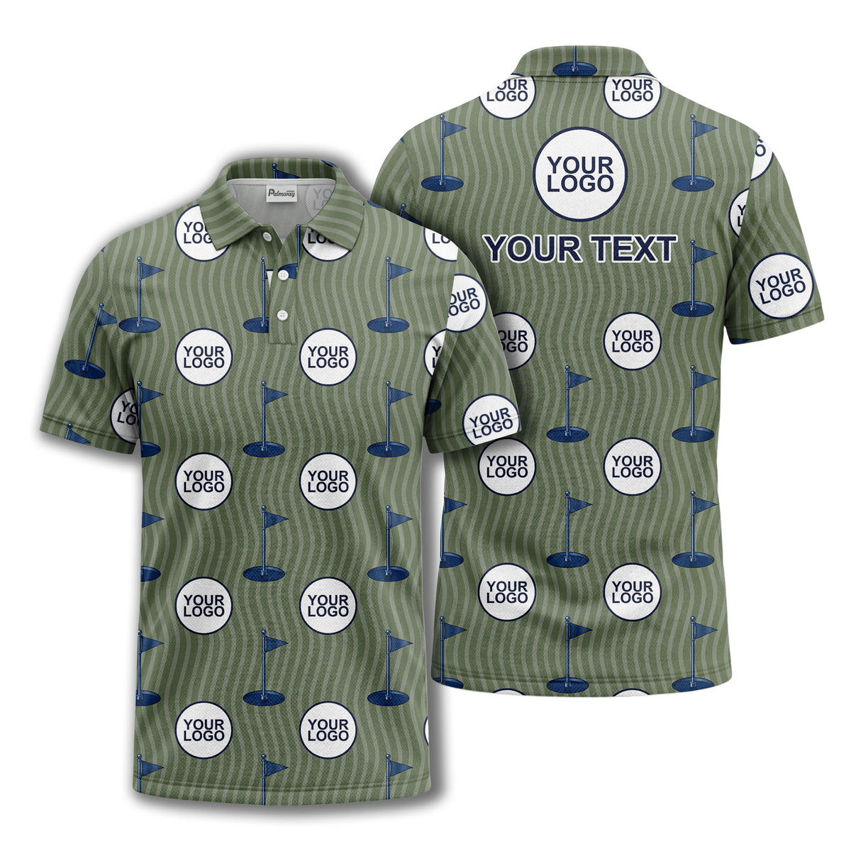 golf flag logo repeat pattern country club golf polo shirt