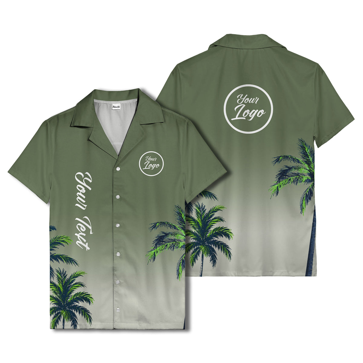 gradient palm tree silhouettes custom text hawaiian shirt for men
