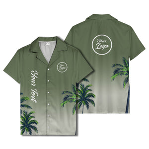gradient palm tree silhouettes custom text hawaiian shirt for men