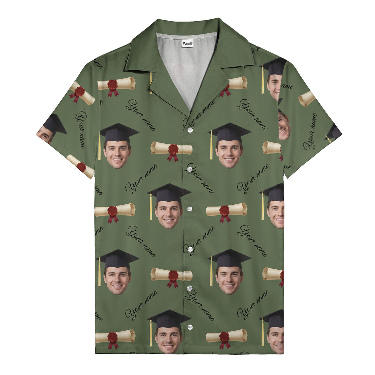 graduation caps diplomas & custom faces hawaiian shirt
