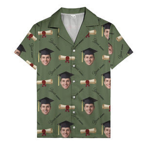 graduation caps diplomas & custom faces hawaiian shirt