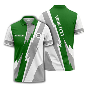 lightning bolt & geometric stripes polo shirt for men