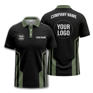 modern black white geometric stripes custom logo polo shirt