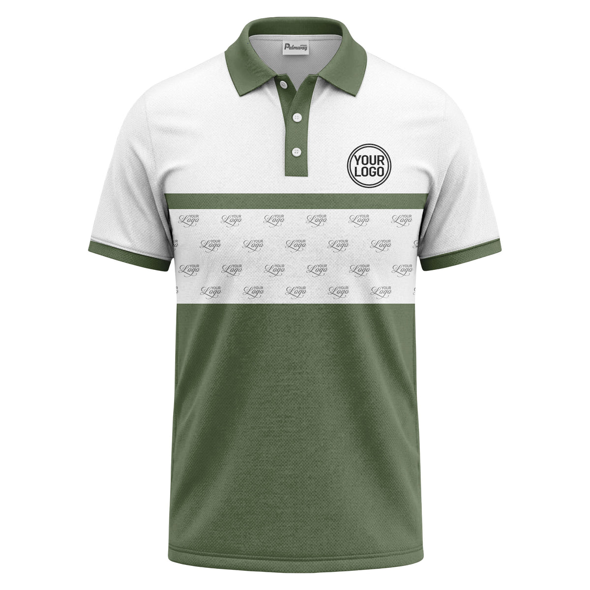monochrome custom logo repeat stripe polo shirt for men