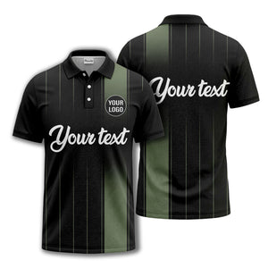 monochrome gradient vertical stripes with custom logo text polo shirt