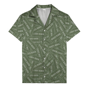 monochrome your logo repeat text graphic hawaiian shirt for men