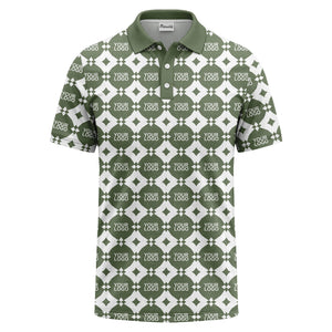 monogrammed gold black diamond repeat luxury polo shirt