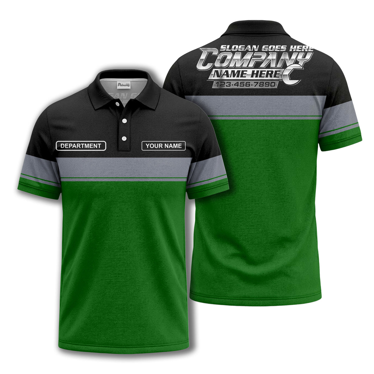 personalized department name gray stripe polo shirt for teams