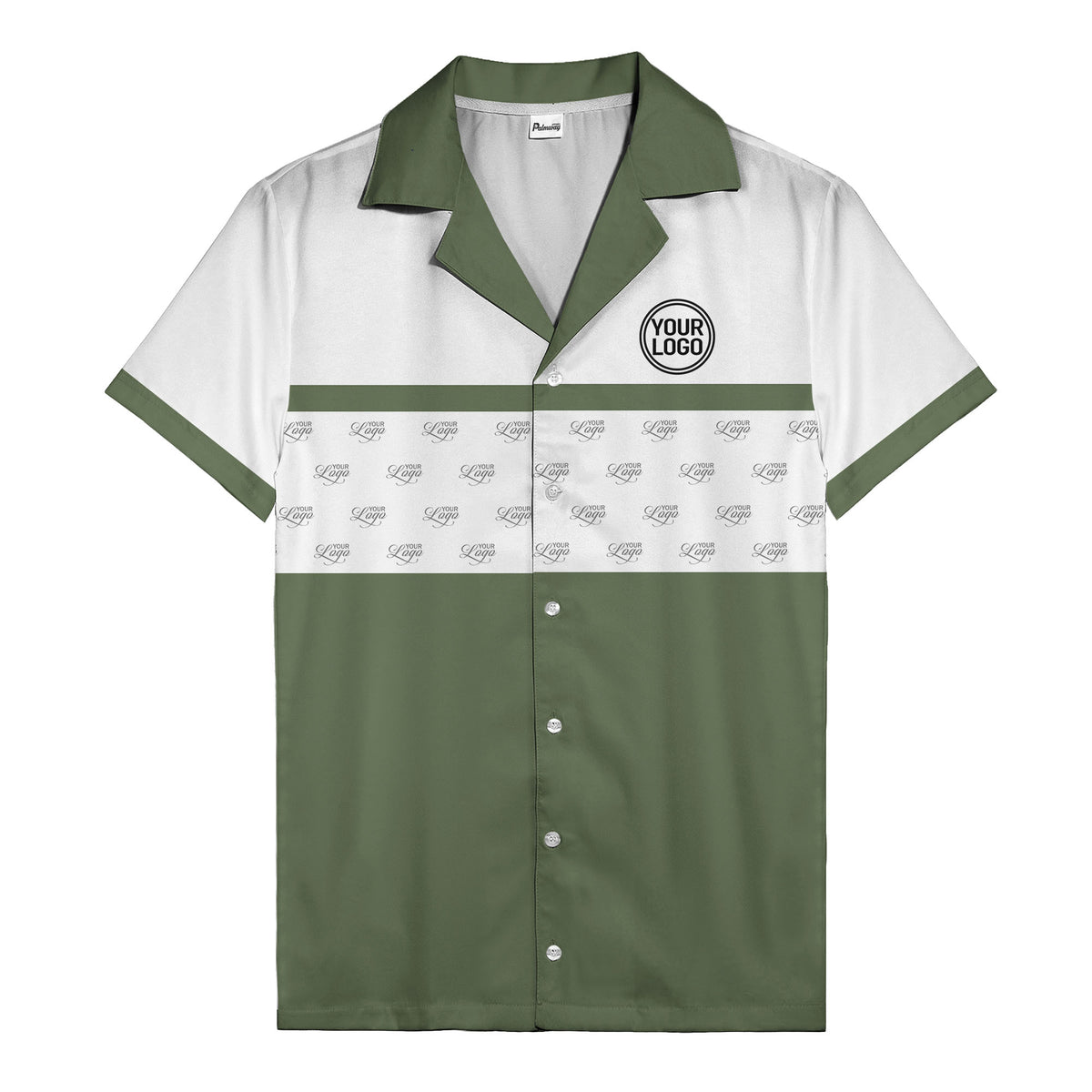 retro bowling custom logo repeat hawaiian shirt for men