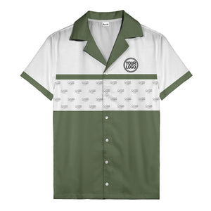 retro bowling custom logo repeat hawaiian shirt for men