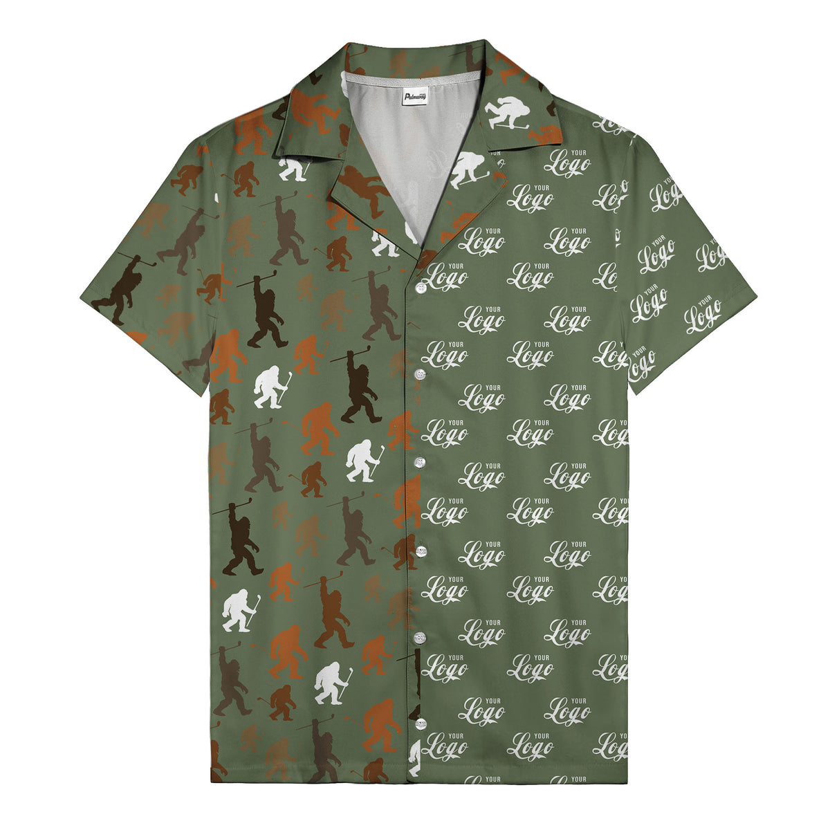 sasquatch golfers swinging clubs cartoon black hawaiian shirt for men