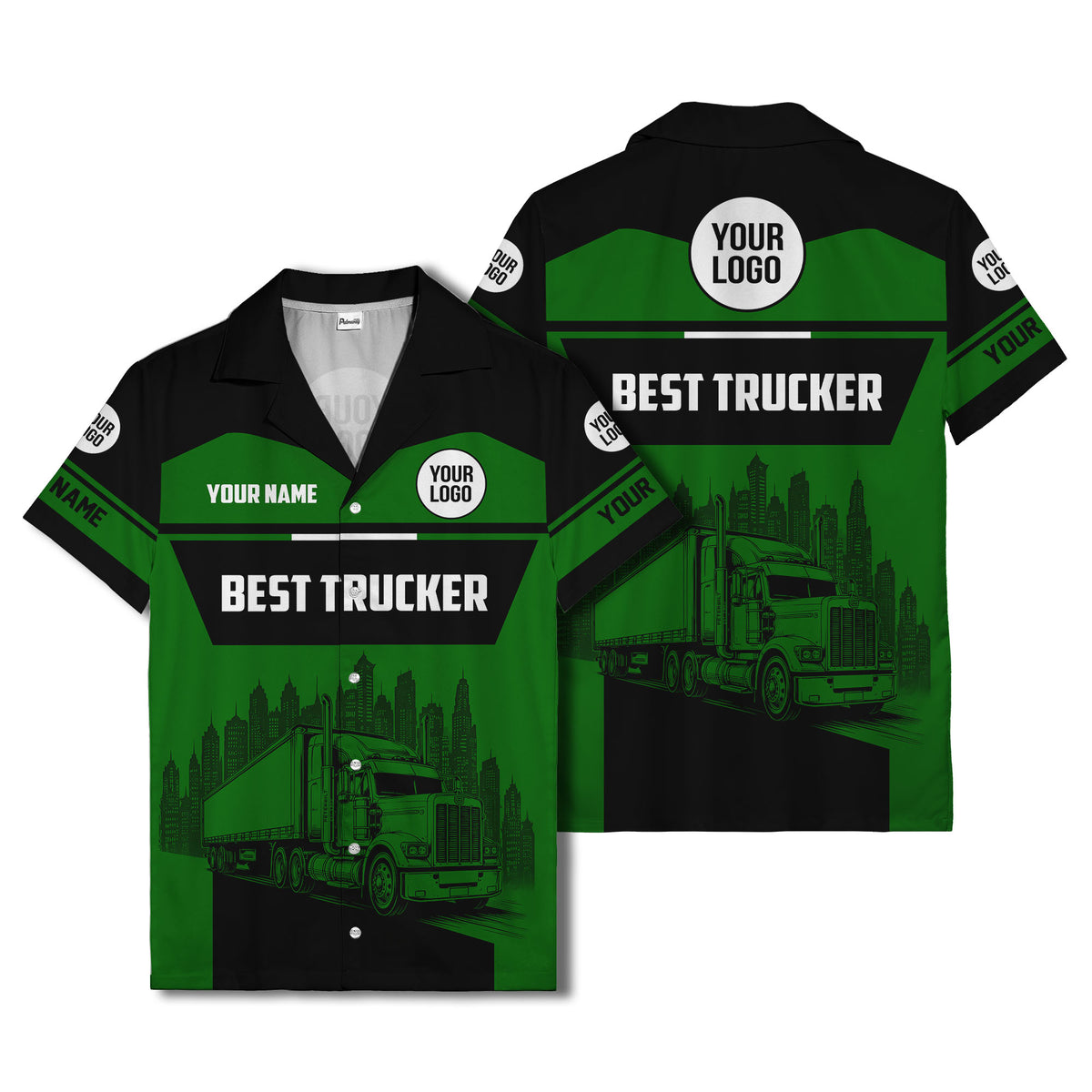 semi-truck cityscape hawaiian shirt for road-warrior professionals