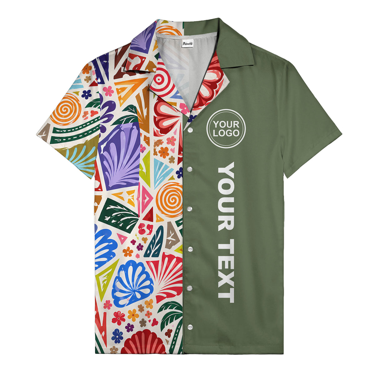 spiral motifs palm leaves hibiscus geometric hawaiian shirt for men