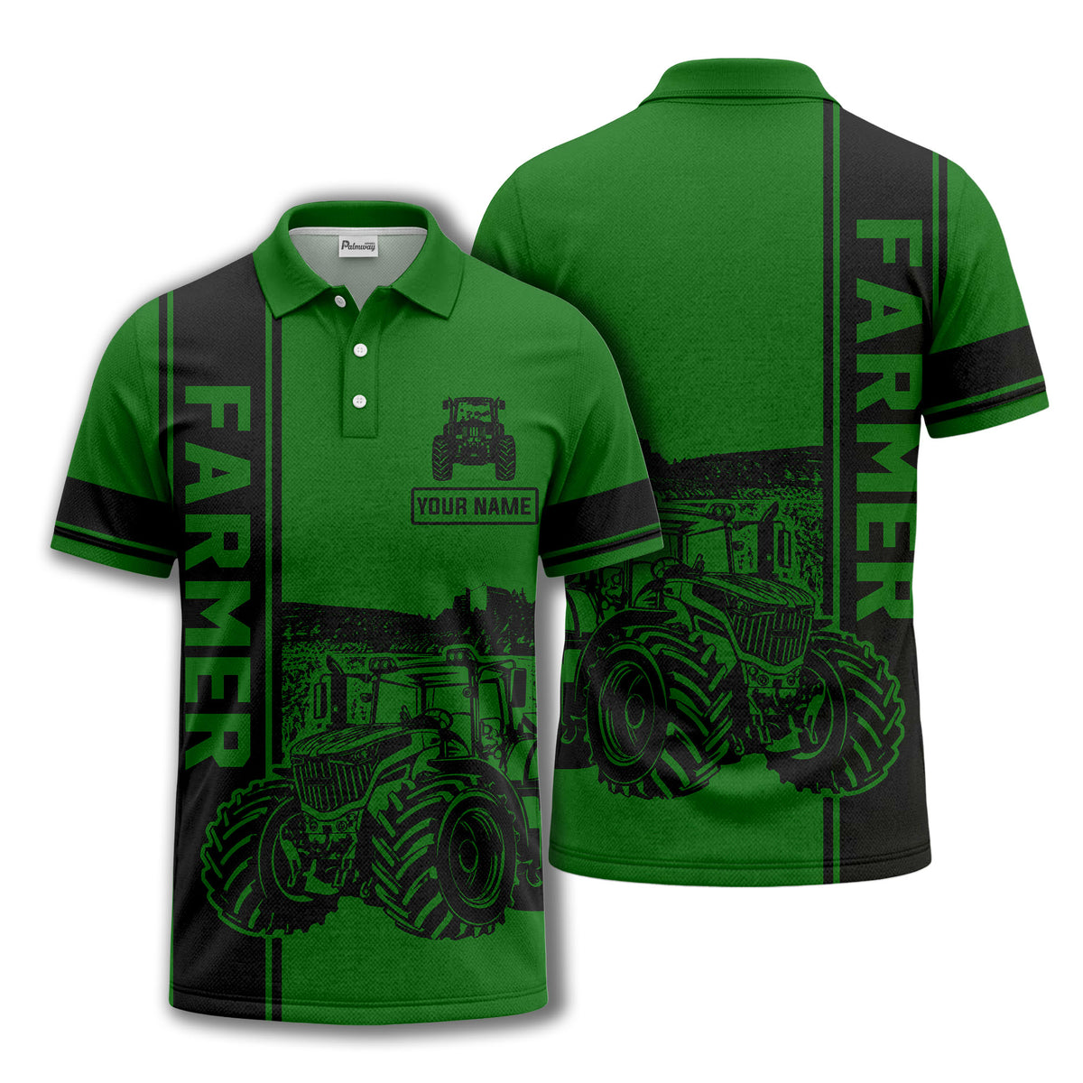 tractor farm scene graphic illustration polo shirt for men