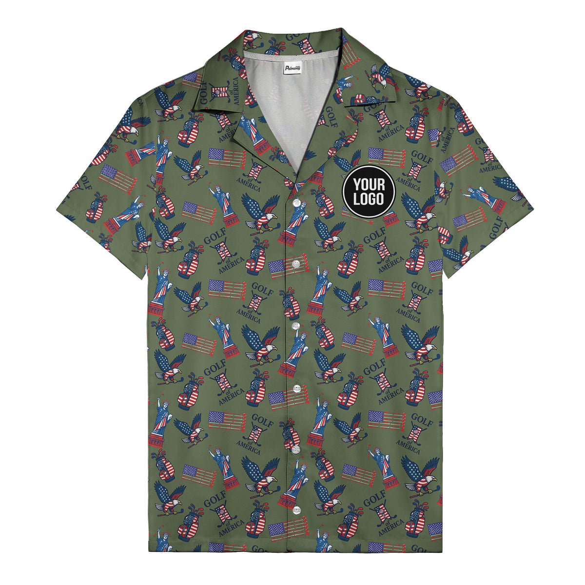vintage 50s bald eagles & statue of liberty golf hawaiian shirt