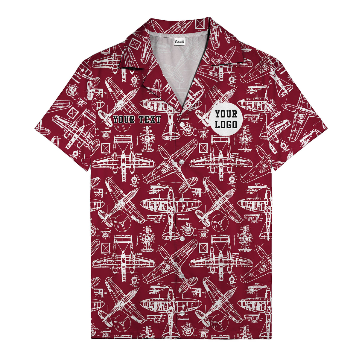 vintage airplane blueprint sketches propeller engine hawaiian shirt