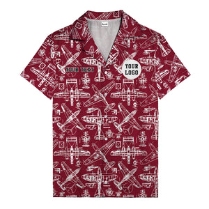 vintage airplane blueprint sketches propeller engine hawaiian shirt