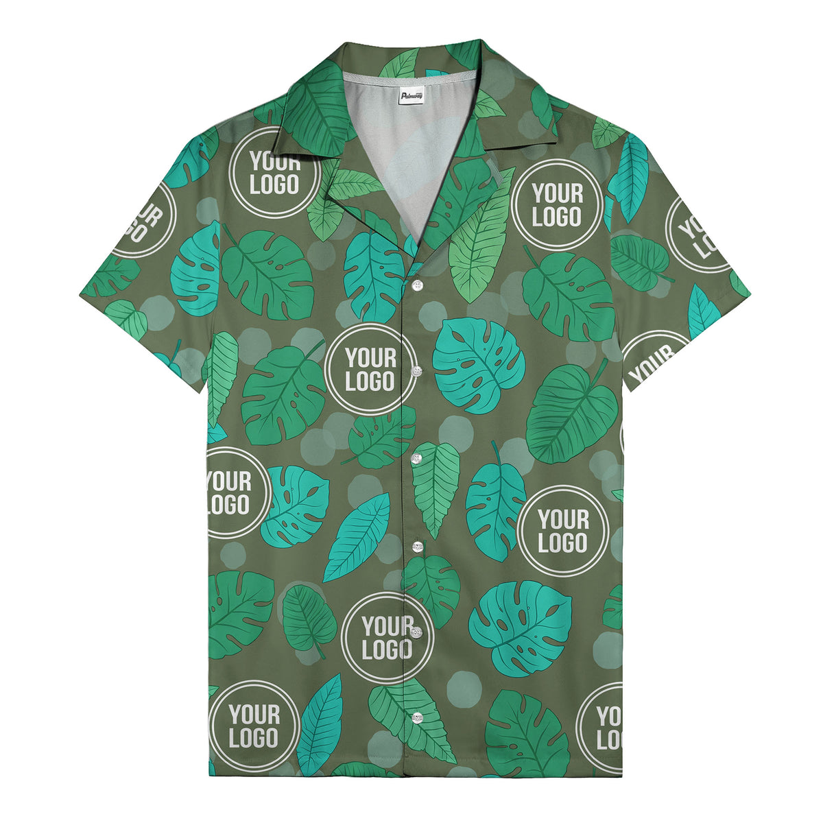 watercolor monstera leaf repeat & signature logo hawaiian shirt
